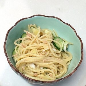 ツナ缶と胡瓜のパスタ